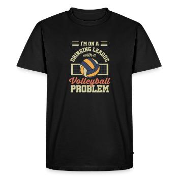 Drôle de ligue de boisson avec un joueur de volley-ball Spi - T-shirt Premium bio Homme - noir - Devant - Nico (187cm)