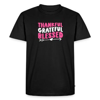 Thankful Grateful - Men's Premium Organic T-Shirt - black - Front - Nico (187cm)