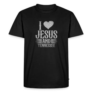 J’aime Jésus et la religion de la foi du Tennessee - T-shirt Premium bio Homme - noir - Devant - Nico (187cm)