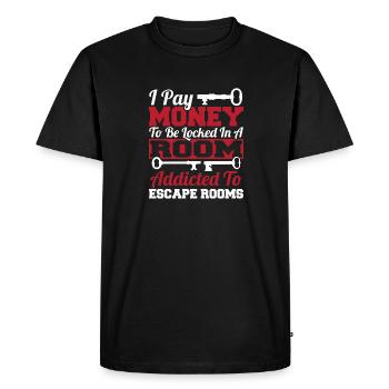 Je paie de l’argent pour être enfermé dans les salles d’évasion - T-shirt Premium bio Homme - noir - Devant - Nico (187cm)