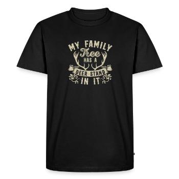 Mon arbre généalogique a un stand de cerf dedans Chasse aux chasseurs - T-shirt Premium bio Homme - noir - Devant - Nico (187cm)