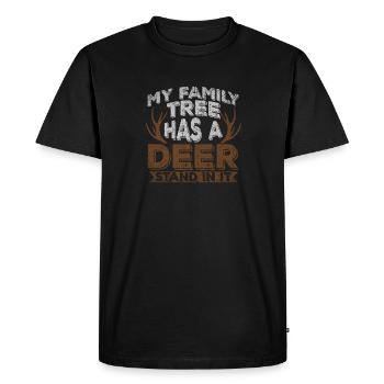 Mon arbre généalogique a un stand de cerf dedans Chasse aux chasseurs - T-shirt Premium bio Homme - noir - Devant - Nico (187cm)