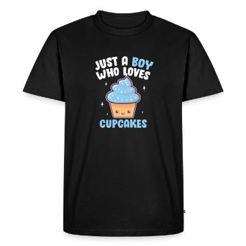 Juste un garçon qui aime les cupcakes Chef pâtissier Hommes Bleu - T-shirt Premium bio Homme - noir - Devant - Nico (187cm)