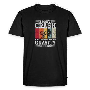I Don't Crash I Do Gravity Checks Mountainbike - Men's Premium Organic T-Shirt - black - Front - Nico (187cm)