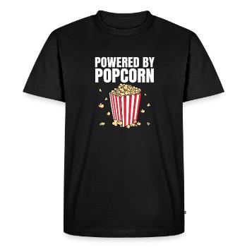 Theater Cinema Snack Movie Night Funny Powered By - Men's Premium Organic T-Shirt - black - Front - Nico (187cm)