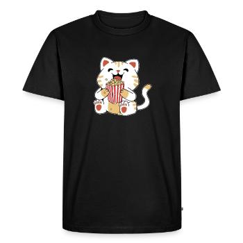Cat Popcorn Kids Cute Funny Movie Night - T-shirt Premium bio Homme - noir - Devant - Nico (187cm)