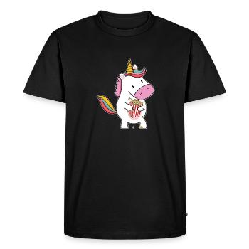 Popcorn Unicorn Funny Theater Cinema Snack Movie N - Men's Premium Organic T-Shirt - black - Front - Nico (187cm)