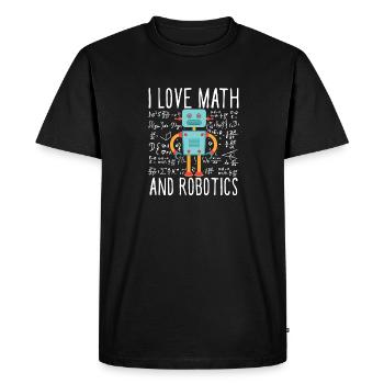 École J’aime les mathématiques et la robotique Droid Builder Buil - T-shirt Premium bio Homme - noir - Devant - Nico (187cm)
