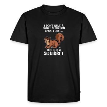 Drôle Mignon Animal Forêt I Juste Oh Regarder Écureuil - T-shirt Premium bio Homme - noir - Devant - Nico (187cm)