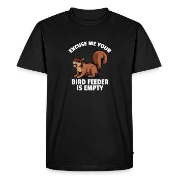 Funny Squirrel Excuse Me Your Bird Feeder Is Empty - Men's Premium Organic T-Shirt - black - Front - Nico (187cm)