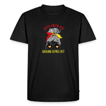Sicily Flag Italy Sicily - Men's Premium Organic T-Shirt - black - Front - Nico (187cm)