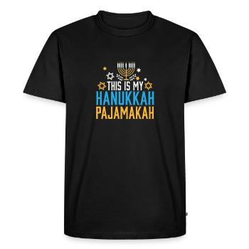 Famille juive C’est mon pyjama de Hanoukka - T-shirt Premium bio Homme - noir - Devant - Nico (187cm)