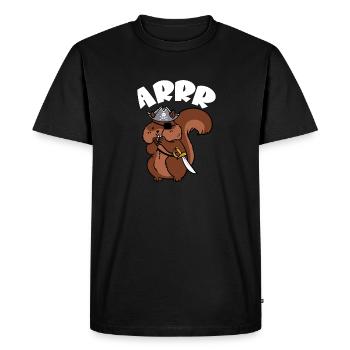 Forest Animal Cute Kids Squirrel Pirate Arrr - Men's Premium Organic T-Shirt - black - Front - Nico (187cm)