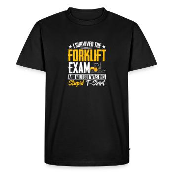 Forklift Driver Forklifter I Survived The Forklift - Men's Premium Organic T-Shirt - black - Front - Nico (187cm)
