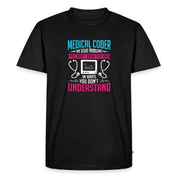 Medical Coder Coding Specialist - Men's Premium Organic T-Shirt - black - Front - Nico (187cm)
