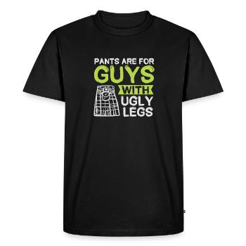 Jupe Tartan Kilt Ecossais - T-shirt Premium bio Homme - noir - Devant - Nico (187cm)