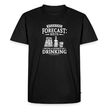Jupe Tartan Kilt Ecossais - T-shirt Premium bio Homme - noir - Devant - Nico (187cm)