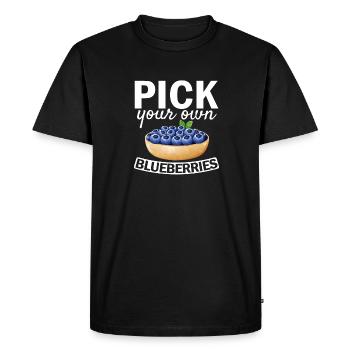 Blueberry, Fruit, Blueberry - Men's Premium Organic T-Shirt - black - Front - Nico (187cm)