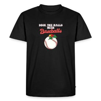 Deck The Halls With Baseball Player Catcher - Men's Premium Organic T-Shirt - black - Front - Nico (187cm)