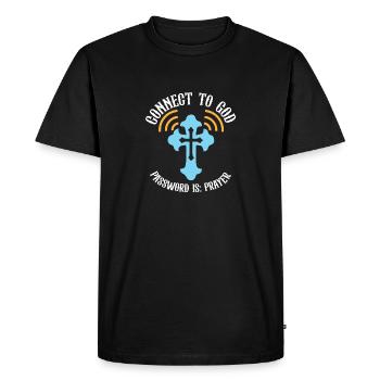 Connect to God I Love Jesus Believer Scripture - Men's Premium Organic T-Shirt - black - Front - Nico (187cm)