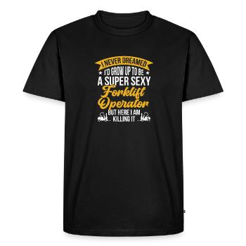 Un conducteur de chariot élévateur grandit pour devenir opérateur de chariot élévateur - T-shirt Premium bio Homme - noir - Devant - Nico (187cm)