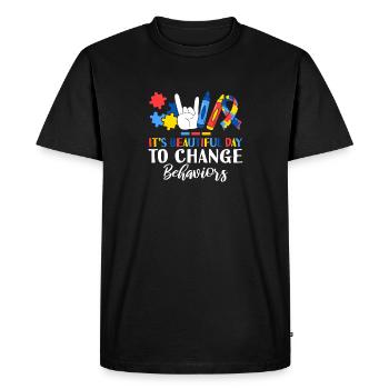 C’est une belle journée pour changer les comportements ABA - T-shirt Premium bio Homme - noir - Devant - Nico (187cm)