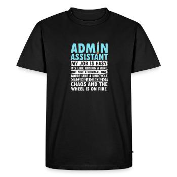 Secrétaire, Adjointe administrative, Commis de bureau - T-shirt Premium bio Homme - noir - Devant - Nico (187cm)