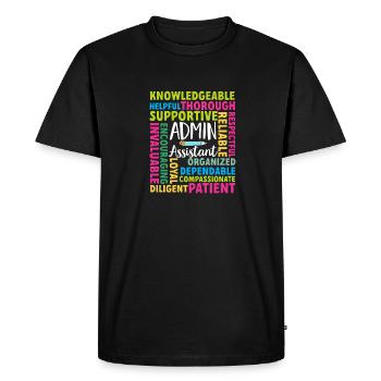 Secrétaire, Adjointe administrative, Commis de bureau - T-shirt Premium bio Homme - noir - Devant - Nico (187cm)