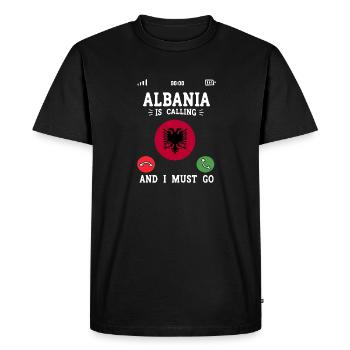 Drapeau albanais Aigle albanais Shqiponja - T-shirt Premium bio Homme - noir - Devant - Nico (187cm)
