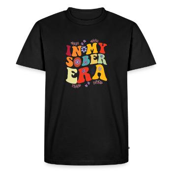À l’ère de la sobriété, mode de récupération de la consommation d’alcool - T-shirt Premium bio Homme - noir - Devant - Nico (187cm)