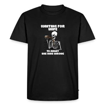 Attendre que la femme admette qu’elle s’est trompée Drôle - T-shirt Premium bio Homme - noir - Devant - Nico (187cm)