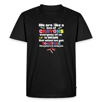 Retour à l’école, nous sommes comme une boîte de crayons de couleur - T-shirt Premium bio Homme - noir - Devant - Nico (187cm)
