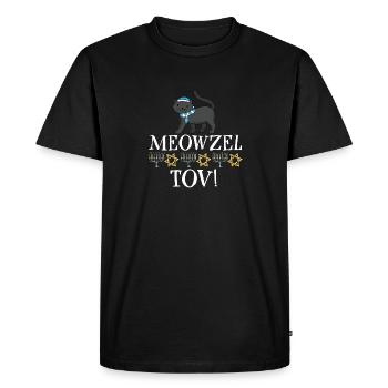 Meowzel Tov Happy Hanukkah Jewish Chrismukkah Cat - Men's Premium Organic T-Shirt - black - Front - Nico (187cm)