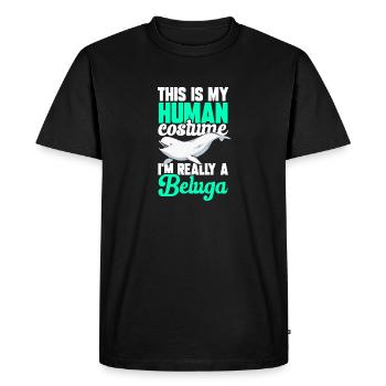 Baleine blanche Béluga - T-shirt Premium bio Homme - noir - Devant - Nico (187cm)