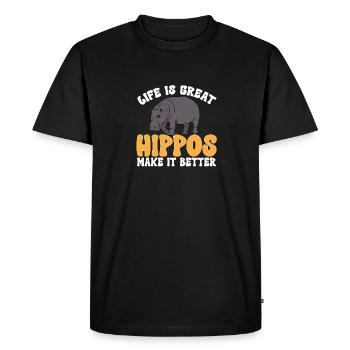 Hippopotame Hippopotame - T-shirt Premium bio Homme - noir - Devant - Nico (187cm)