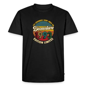 Anniversaire 30 ans Homme Femme Née Décembre 1993 - T-shirt Premium bio Homme - noir - Devant - Nico (187cm)