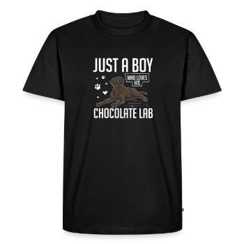 Chien Labrador Retriever chocolat - T-shirt Premium bio Homme - noir - Devant - Nico (187cm)
