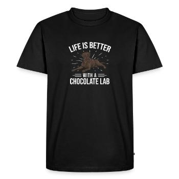 Chocolate Labrador Retriever Dog - Men's Premium Organic T-Shirt - black - Front - Nico (187cm)