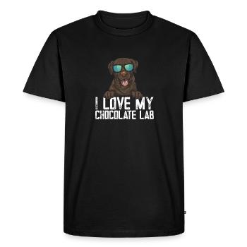 Chien Labrador Retriever chocolat - T-shirt Premium bio Homme - noir - Devant - Nico (187cm)