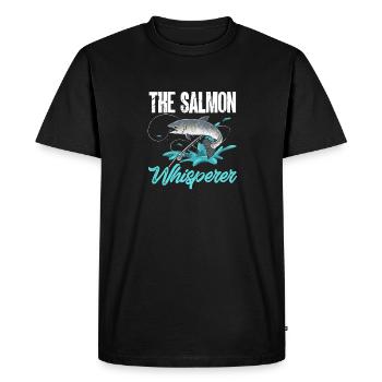 Pêche au saumon Pêcheur de saumon - T-shirt Premium bio Homme - noir - Devant - Nico (187cm)