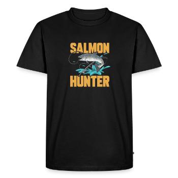 Pêche au saumon Pêcheur de saumon - T-shirt Premium bio Homme - noir - Devant - Nico (187cm)
