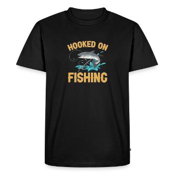 Pêche au saumon Pêcheur de saumon - T-shirt Premium bio Homme - noir - Devant - Nico (187cm)