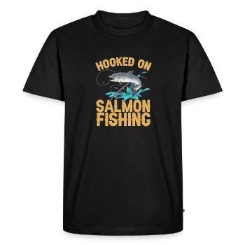 Pêche au saumon Pêcheur de saumon - T-shirt Premium bio Homme - noir - Devant - Nico (187cm)