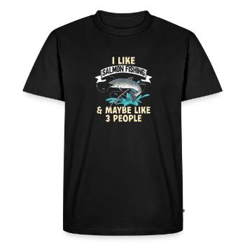 Pêche au saumon Pêcheur de saumon - T-shirt Premium bio Homme - noir - Devant - Nico (187cm)