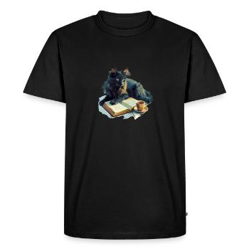 Chats Livres Thé Lecture - Mignon Drôle Graphique - T-shirt Premium bio Homme - noir - Devant - Nico (187cm)