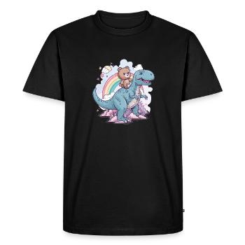 Goth Pastel Creepy Voodoo Teddy Bear Riding T-Rex - Men's Premium Organic T-Shirt - black - Front - Nico (187cm)