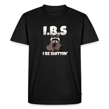 IBS Awareness Raccoon I Be Shittin Toilet Joke - Men's Premium Organic T-Shirt - black - Front - Nico (187cm)