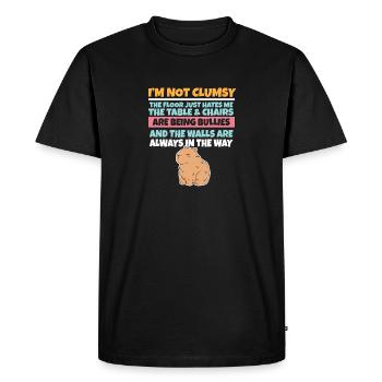 I'm Not Clumsy The Floor Hates Me Foolish Capybara - Men's Premium Organic T-Shirt - black - Front - Nico (187cm)