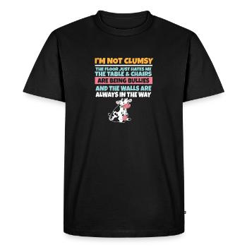 Je ne suis pas maladroit, le sol me déteste, vache stupide - T-shirt Premium bio Homme - noir - Devant - Nico (187cm)