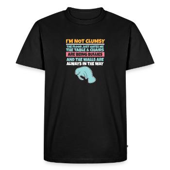 Je ne suis pas maladroit Le sol me déteste Lamantin stupide - T-shirt Premium bio Homme - noir - Devant - Nico (187cm)